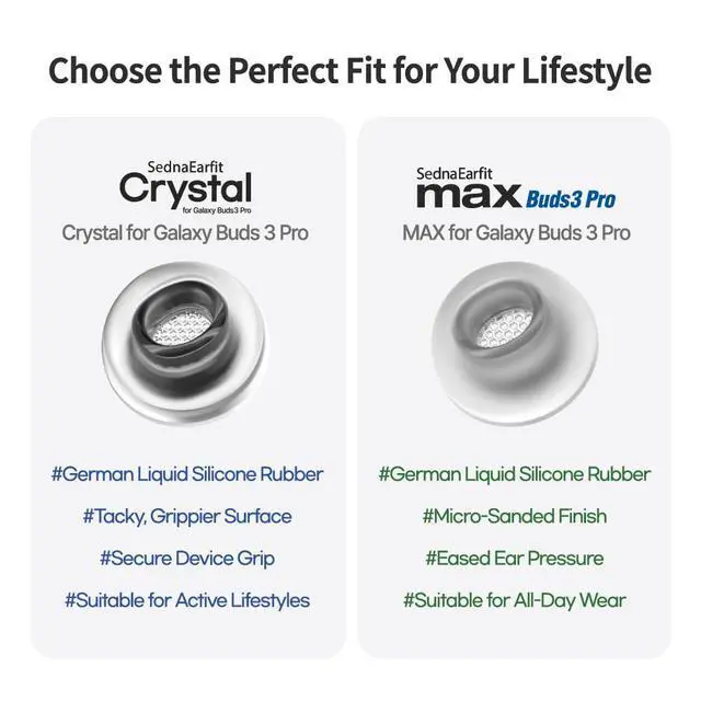 Alt view image 5 of 7 - MAX for Galaxy Buds 3 Pro Hypoallergenic Silicone Ear Tips | SMAPP-Certified, Galaxy Buds 4/3 Pro, Premium Hypoallergenic Silicone