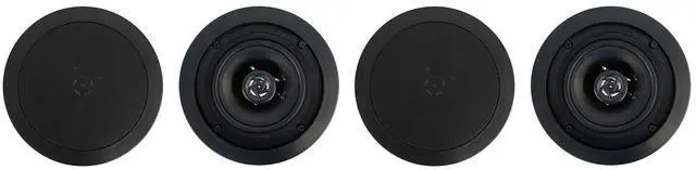 Main image of CC525T Black 5.25" 40W RMS Commercial Ceiling Speakers, 4-Pack | 70V, Adjustable Tap 2.5W-20W, 2-Way, 8 Ohm Compatible, Swivel Tweeter, Paintable Grills, In-Ceiling, For Restaurants