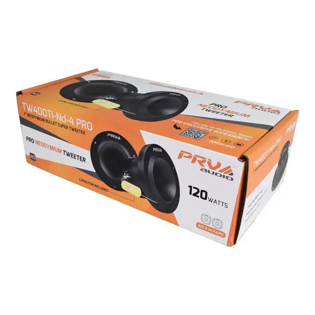 Alt view image 5 of 5 - Bullet Super Tweeters Neodymium 240 Watts RMS 4 Ohm, 3.50 Inch PRV Black TW400Ti-Nd-4 PRO, Easy to Mount - High Output (2 Tweeters, Pair)
