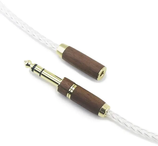 Alt view image 6 of 6 - 3.5mm 1/8" TRS Male and 6.35mm 1/4" Adapter to 4.4mm Balanced Female Headphone Audio Adapter Cable 8 Cores 6N OCC Copper Single Crystal Silver Plated Wire Walnut Wood Shell