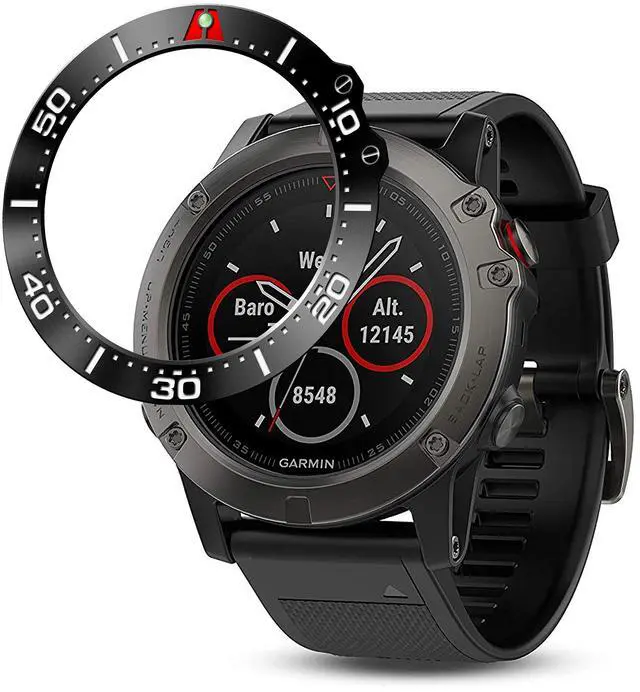 Main image of Titanium Metal Bezel Ring Compatiable with Garmin Fenix 5X Watch Bezel Ring Adhesive Cover Anti Scratch & Collision Protector for Garmin Watch Accessory (Titanium- Not For Fenix 5 / 5X Plus)