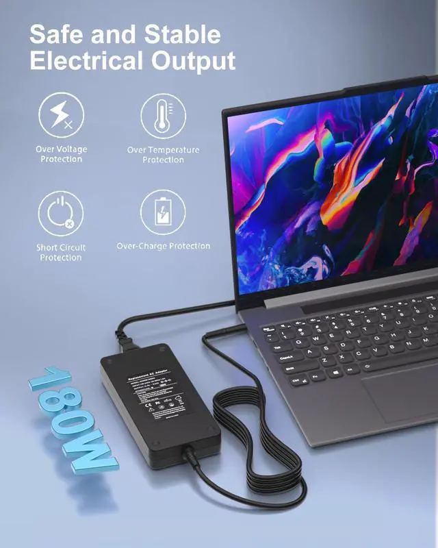 Alt view image 5 of 7 - 180W Charger Compatible with Dell Dock WD19 WD19S WD19TBS WD19TB WD15 SD25 WD22TB4 D6000 TB15 TB16 TB18DC K16A K17A001 SD25TB4 Universal Docking Station Power Adapter Cord