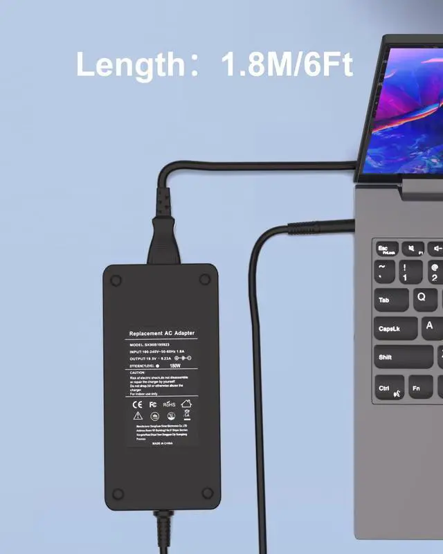 Alt view image 7 of 7 - 180W Charger Compatible with Dell Dock WD19 WD19S WD19TBS WD19TB WD15 SD25 WD22TB4 D6000 TB15 TB16 TB18DC K16A K17A001 SD25TB4 Universal Docking Station Power Adapter Cord
