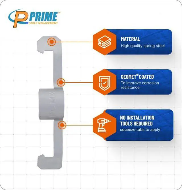 Alt view image 4 of 7 - Conduit Cable Support Clip to Ceiling Wire, Threaded Rod & Flanges. Heavy Duty Spring Steel Clip 50 Pack