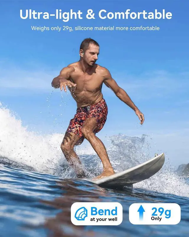 Alt view image 3 of 7 - Bone Conduction Headphones Swimming Headphones, IP68 Waterproof | Bluetooth 5.4, Built-in 32GB MP3 Memory, Open Earphones Underwater Earbuds for Swimming Running Cycling