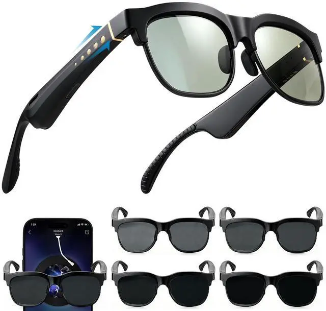 Main image of Smart Bluetooth Sunglasses, Manual Electrochromic Tint, Open-Ear Audio | Manual Multi-level Tint Control, Open-ear Stereo Sound, Bluetooth 5.4, Driving/Travel/Fishing, Unisex Gift