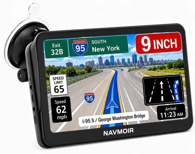 Main image of Truck GPS Navigation 9" for Truck & RV Drivers Custom Routing by Size & Weight, Free Map Updates, Voice Directions, Speed Alerts, Lane Assist, Offline GPS System