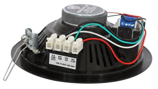 Alt view image 6 of 6 - CCL6T Black 70V 6" Commercial Ceiling Speakers, 16-Pack | 10W, 5W, 2.5W Transformer Terminal Connections, Flush Mount Grilles, for PA Announcements, Background Music, Restaurant