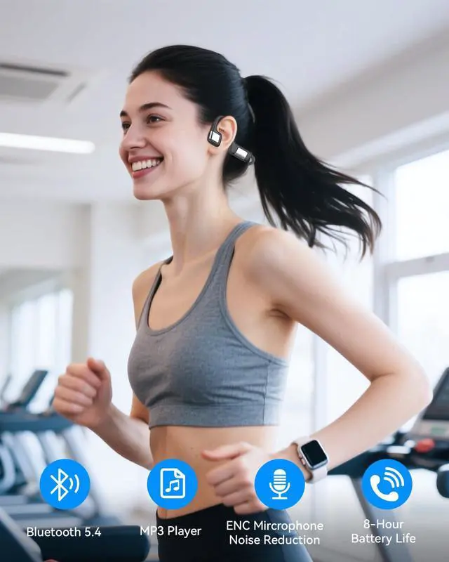 Alt view image 7 of 7 - Bone Conduction Headphones Swimming Headphones, IP68 Waterproof | Bluetooth 5.4, Built-in 32GB MP3 Memory, Open Earphones Underwater Earbuds for Swimming Running Cycling