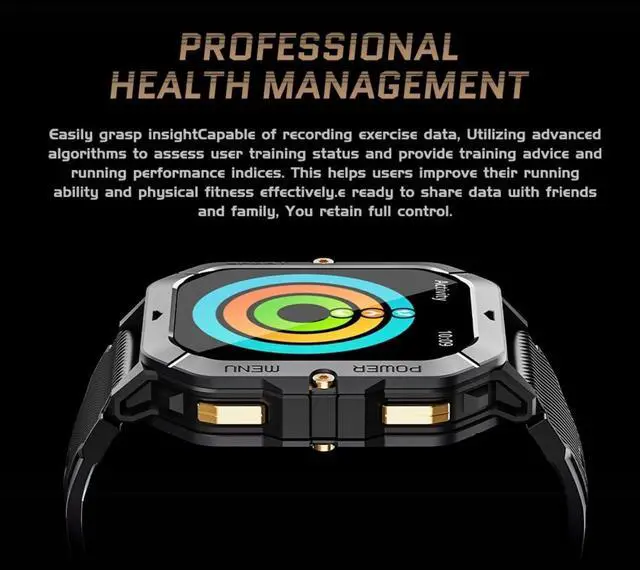 Alt view image 4 of 6 - Military Smart Watches for Men (Answer/Make Calls), Fitness Smart Watch for Android and iPhone, Waterproof Fitness Tracker with Blood Pressure/Heart Rate/Sleep/100+ Sport Modes, 410 mAh, 2.02''