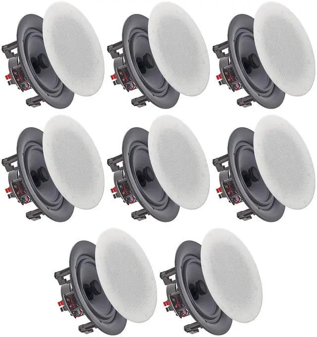 Main image of Set of 8 5.25 Inch 8 Ohm 175 Watts Speakers | Flush Mount, in-Wall in-Ceiling 2-Way Mid Bass Woofer Speaker, Perfect for Home, Office, Kitchen, Living Room