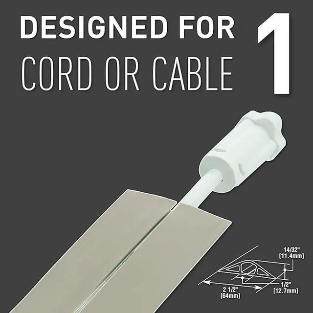 Alt view image 3 of 7 - Legrand Wiremold Cord Cover, Ivory Cable Concealer Kit for Wall-Mounted TV, 15 ft Cord Management Channel to Hide Cables and Wires, CDI-5