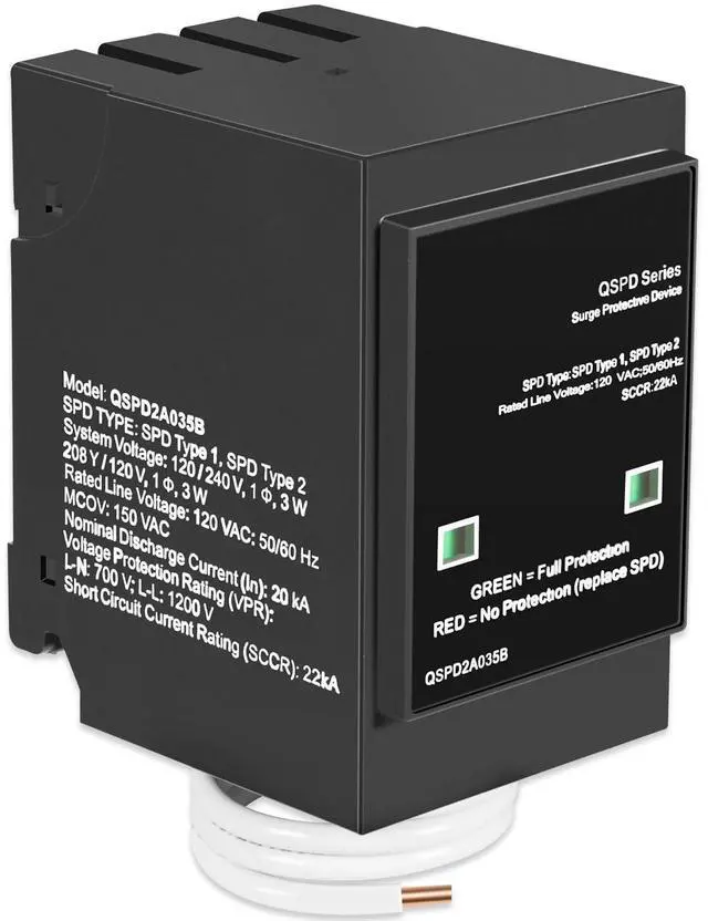 Main image of Replacement for Siemens QSPD2A035B 35kA Indoor Surge Protective Device, Whole House Surge Protector for Electrical Panel, 2-Pole Plug-On for 120/240V Load Centers with Mechanical Status Indicator