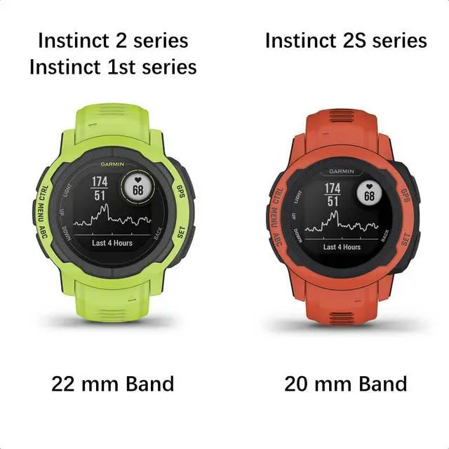 Alt view image 4 of 4 - Silicone Quick-Release Bands Compatible with Garmin Instinct 2/2S (1st Gen) Replacement Band