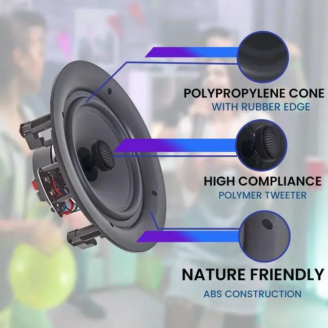 Alt view image 6 of 7 - Set of 10 Frameless 5.25 Inch 8 Ohm 175 Watts Speakers | Flush Mount, in-Wall in-Ceiling 2-Way Mid Bass Woofer Speaker, Perfect for Home, Office, Kitchen, Living Room