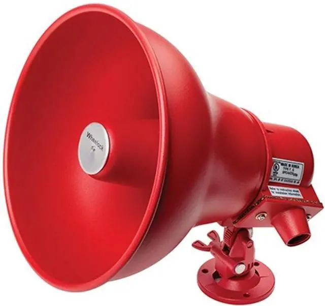 Main image of STH-15SR Weatherproof Loudspeaker with Transformer, Red, 15W Power Rating, 400-4000Hz Frequency Response, 102dB @ 15W @ 10 ft. Sensitivity, Selectable 25/70/100V Transformer
