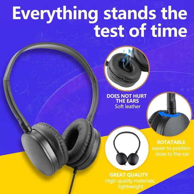 Alt view image 3 of 7 - Type C Headphones Bulk for Classroom School Kids 20 Pack,Wired | USB C Headphones for School Children Student Phone Tablet Laptop PC Online Class Meeting Test Black