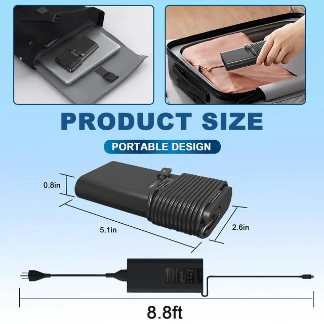 Alt view image 4 of 7 - 90W USB Type C Laptop Charger Compatible with Dell Latitude/Precision/XPS | for Dell Precision 3470 3570 5770 Latitude 5530 5540 7430 7440 5430 3540 90 Watt USBC-C AC Power Adapter Cord