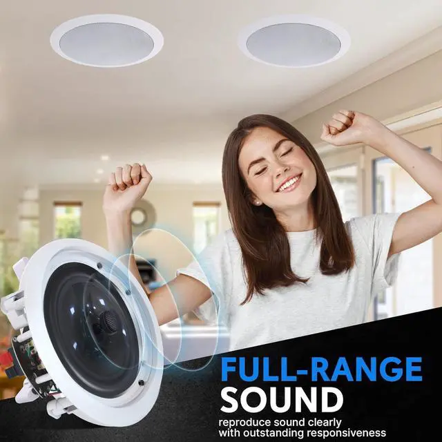 Alt view image 7 of 7 - Home Theater System Kit 1000 Watts Bluetooth Receiver | 6 Qty 5.25" in-Wall in-Ceiling Speakers(175 Watts Each),16 Gauge 250 ft. Speaker Wire, Portable Microphone,Remote Control
