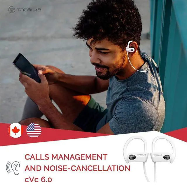Alt view image 3 of 6 - XR500 Bluetooth Running Headphones, IPX7 Waterproof | Noise Cancelling, Secure-Fit, Wireless Sport Earbuds with Mic
