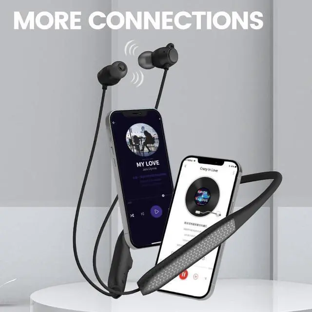 Alt view image 5 of 6 - Neckband Bluetooth Headphones Twin Pack60H Playtime ×23C Fast ChargeENC Call Noise ReductionDual Pairing180H StandbyPerfect for Couples & Sports (Black)