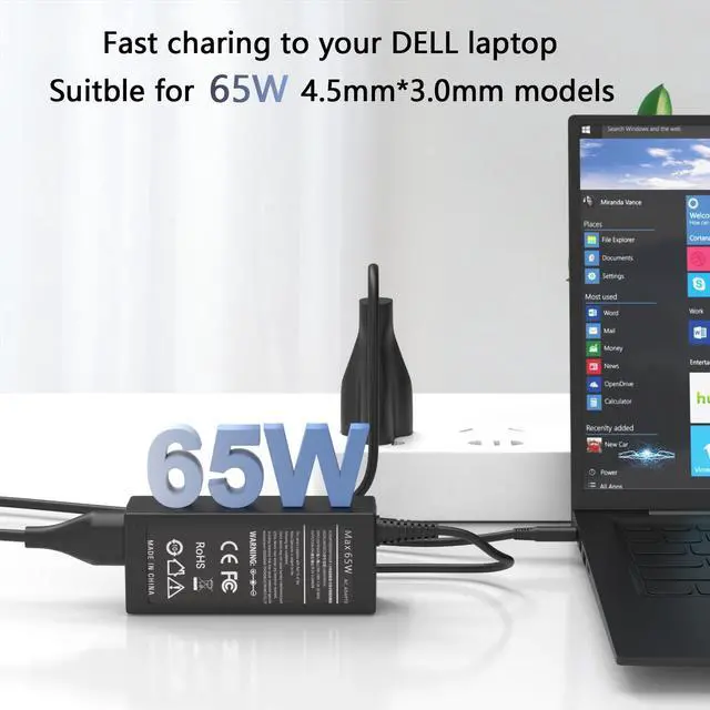 Alt view image 3 of 7 - 65W 4.5mm Tip Laptop Charger Compatible with Dell Inspiron 14 15 16 | For Dell Inspiron 15 3511 3520 3530 3535 3540 5559 5568 2-in-1, 16 5620 5630 5640 7640, 14 5420 5430 5490 2-in-1 AC Adapter