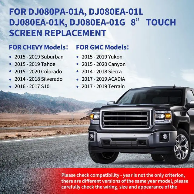 Alt view image 3 of 7 - DJ080PA-01A Digitizer Touch Screen Replacement, Fit Gmc Sierra Yukon Canyon Acadia 2014-2018 Chevy Silverado Tahoe Suburban Colorado Chevy Mylink 8-Inch Touchscreen Radio OEM