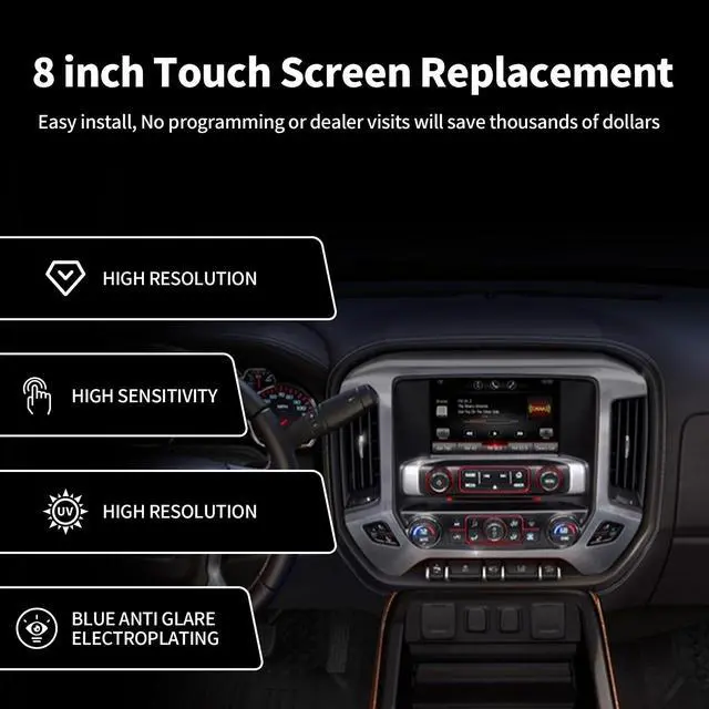 Alt view image 5 of 7 - DJ080PA-01A Digitizer Touch Screen Replacement, Fit Gmc Sierra Yukon Canyon Acadia 2014-2018 Chevy Silverado Tahoe Suburban Colorado Chevy Mylink 8-Inch Touchscreen Radio OEM