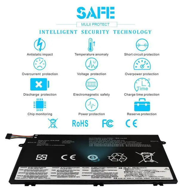 Alt view image 6 of 6 - 45Wh L17L3P51 01AV445 Laptop Battery for Lenovo ThinkPad E480 E490 E485 E495 E580 E585 E590 E595 E14 E15 SB10K97606 SB10K97607 SB10K97608 SB10K97609 01AV446 01AV447 01AV448 L17C3P51 L17M3P52 11.1V