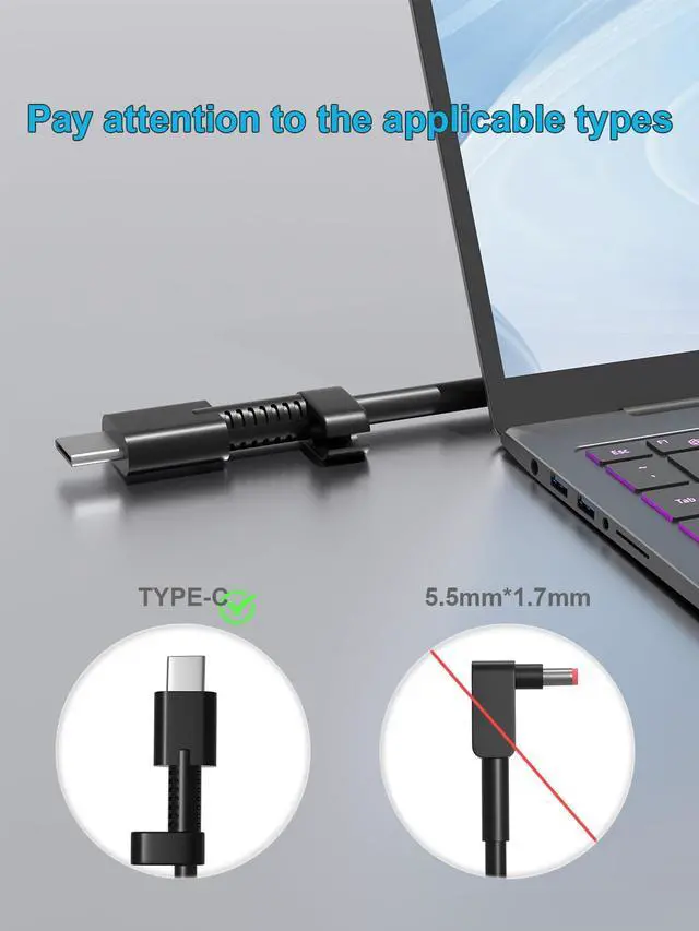 Alt view image 2 of 7 - 100W 65W USB C Charger Compatible with Asus ROG Ally X Z1 Ally Dock Flow X13 Z13 GV301 GV302 GZ301 Vivobook S 14 15 16X 14X ZenBook 14 14X S13 Zephyrus Rog Strix Laptop