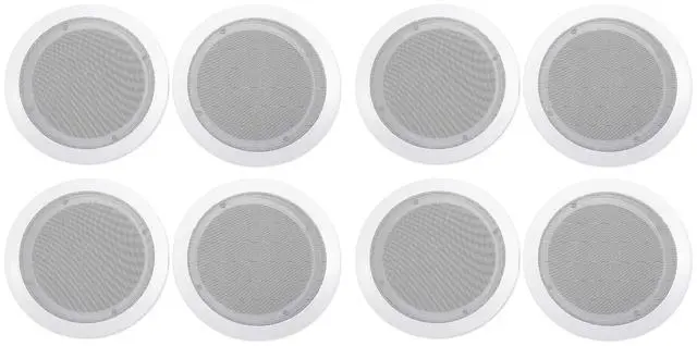 Main image of CC65T White 6.5" 70V Restaurant Ceiling Speakers, 8-Pack | Adjustable Tap 2.5W, 5W, 10W, 15W, 20W, 8 Ohm 40W, 2-Way Design, Aimable Tweeter, Paintable Grills, Commercial