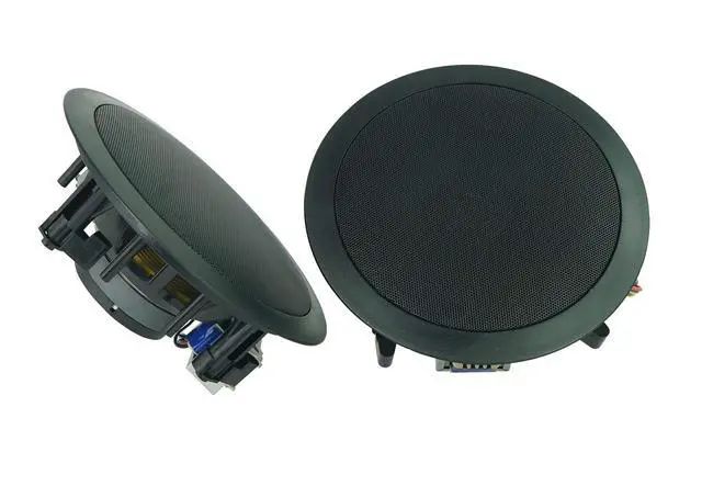Alt view image 4 of 6 - CC65T Black 6.5" 70V Restaurant Ceiling Speakers, 4-Pack | Adjustable Tap 2.5W, 5W, 10W, 15W, 20W, 8 Ohm 40W, 2-Way Design, Aimable Tweeter, Paintable Grills, Commercial