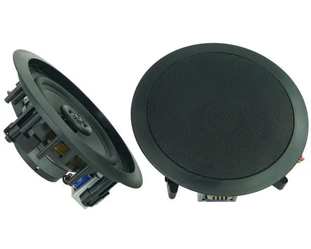 Alt view image 5 of 6 - CC65T Black 6.5" 70V Restaurant Ceiling Speakers, 4-Pack | Adjustable Tap 2.5W, 5W, 10W, 15W, 20W, 8 Ohm 40W, 2-Way Design, Aimable Tweeter, Paintable Grills, Commercial