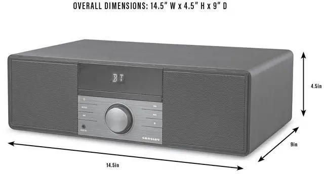 Alt view image 5 of 6 - CR3502A-BK Metro Clock Radio and CD Player, Black | Bluetooth In, Internal Full-Range Stereo Speakers, FM Radio, Wire Antenna