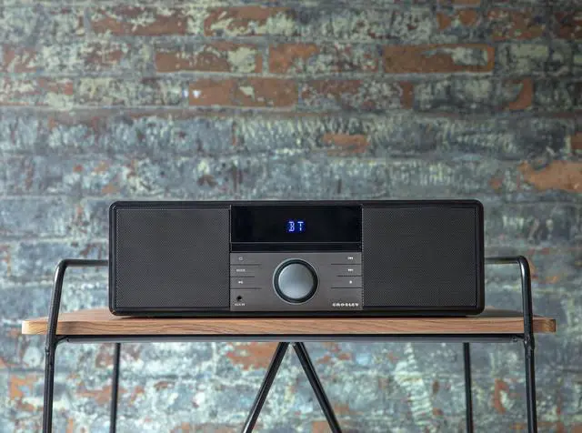 Alt view image 6 of 6 - CR3502A-BK Metro Clock Radio and CD Player, Black | Bluetooth In, Internal Full-Range Stereo Speakers, FM Radio, Wire Antenna