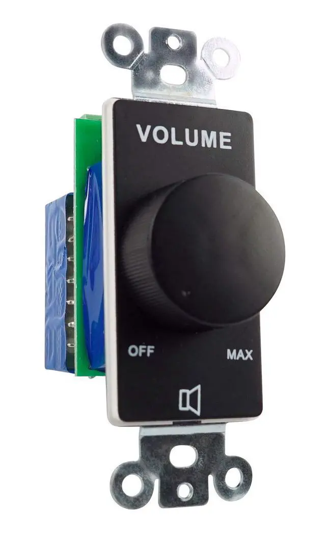 Alt view image 3 of 6 - VOL7035 Black 35W 70V/100V Wall Volume Controller, 1-Gang, 6-Pack | 11-Step Attenuation, 100V Compatible, Euro-Block Connectors, 30dB Range, ABS Frame, Dust Protected, Compact, 16-24 AWG Input