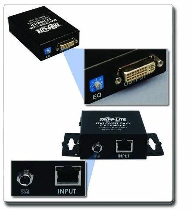 Alt view image 4 of 6 - DVI Over Cat5 / Cat6 Ethernet Cable Active Extender, Video Receiver and Transmitter, Extend up to 200 Feet / 60 Meters, 1920x1080 at 60Hz, (B140-101X)
