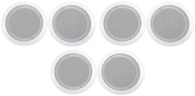 Main image of CC65T White 6.5" 70V Restaurant Ceiling Speakers, 6-Pack | Adjustable Tap 2.5W, 5W, 10W, 15W, 20W, 8 Ohm 40W, 2-Way Design, Aimable Tweeter, Paintable Grills, Commercial