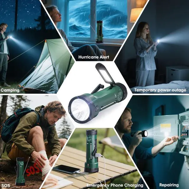 Alt view image 6 of 6 - NOAA Weather Radio with Hand Crank Flashlight & Emergency Power | 3000mAh Battery, AM/FM Radio, 3 Power Sources, Cell Phone Charger, Reading Lamp, Portable Design for Emergency & Outdoor