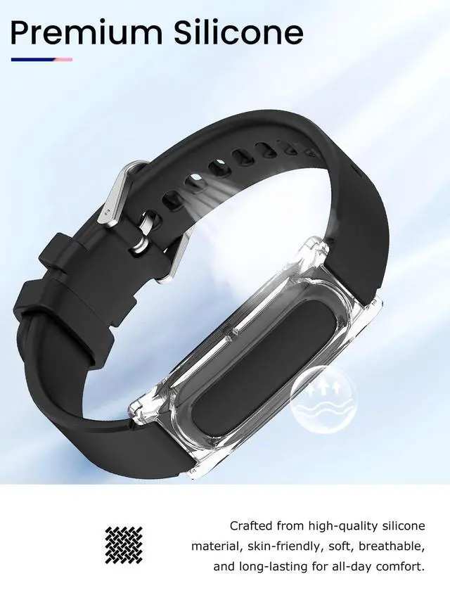 Alt view image 3 of 7 - Compatible with Google Fitbit Air Silicone Sport Band with 4 Spare Spring Bars,Durable Strap,Soft Breathable Wristband Replacement Compatible with Fitness,Hiking,Running,Everyday Wear