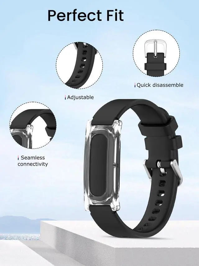 Alt view image 2 of 7 - Compatible with Google Fitbit Air Silicone Sport Band with 4 Spare Spring Bars,Durable Strap,Soft Breathable Wristband Replacement Compatible with Fitness,Hiking,Running,Everyday Wear