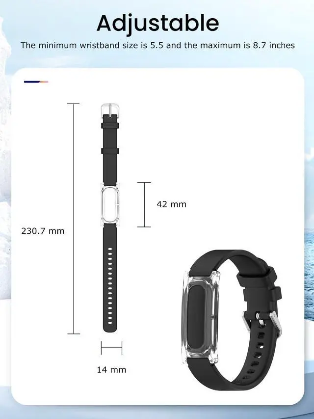 Alt view image 5 of 7 - Compatible with Google Fitbit Air Silicone Sport Band with 4 Spare Spring Bars,Durable Strap,Soft Breathable Wristband Replacement Compatible with Fitness,Hiking,Running,Everyday Wear