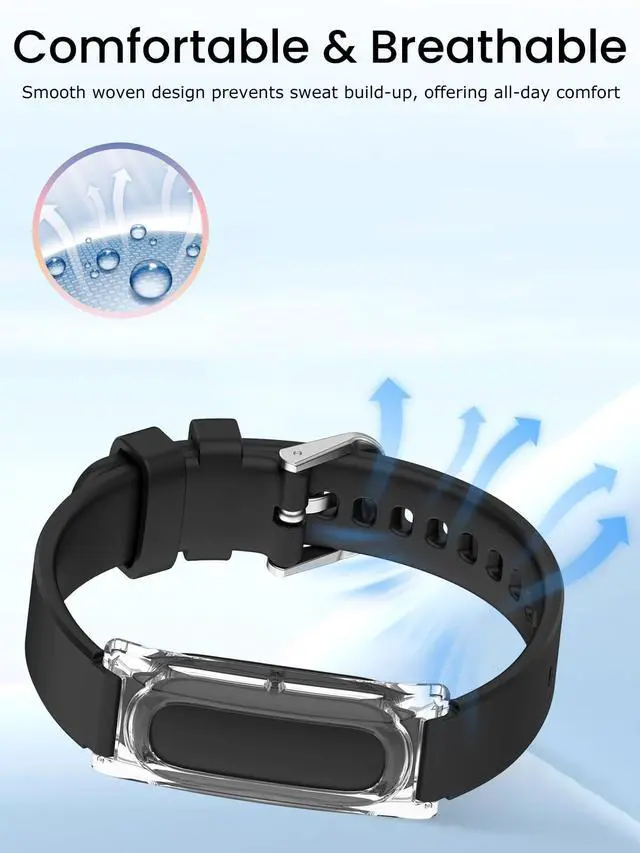 Alt view image 4 of 7 - Compatible with Google Fitbit Air Silicone Sport Band with 4 Spare Spring Bars,Durable Strap,Soft Breathable Wristband Replacement Compatible with Fitness,Hiking,Running,Everyday Wear