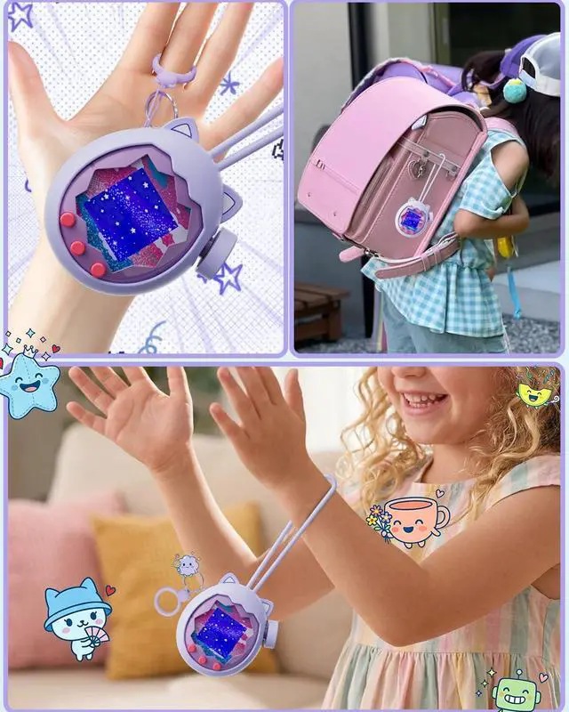 Alt view image 5 of 6 - Silicone Protective Case for Tamagotchi Paradise Electronic Pet | Includes knob cover, 2 screen protectors & anti-loss lanyard. Lightweight, washable, shock-absorbing, with full port access