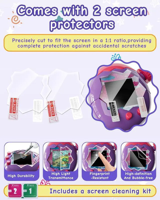 Alt view image 6 of 6 - Silicone Protective Case for Tamagotchi Paradise Electronic Pet | Includes knob cover, 2 screen protectors & anti-loss lanyard. Lightweight, washable, shock-absorbing, with full port access