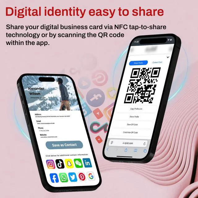 Alt view image 3 of 7 - Digital Business Card NFC Watch Band Bicolor Silicone Strap, Smart NFC Wristband for Men and Women, Instant App-Free Sharing Compatible with iPhone & Android,20-24mm