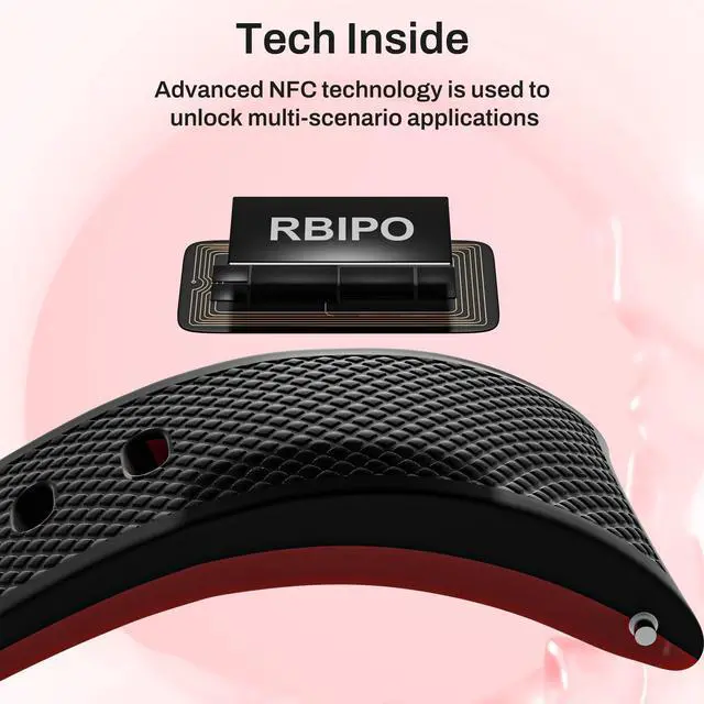 Alt view image 2 of 7 - Digital Business Card NFC Watch Band Bicolor Silicone Strap, Smart NFC Wristband for Men and Women, Instant App-Free Sharing Compatible with iPhone & Android,20-24mm
