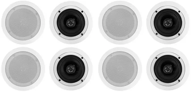 Main image of CC525T White 5.25" 70V 40W RMS Ceiling Speaker 8-Pack | Commercial, Adjustable Tap 2.5W-20W, 2-Way, 8 Ohm Compatible, Swivel Tweeter, Paintable Grills, In-Ceiling, For Restaurants