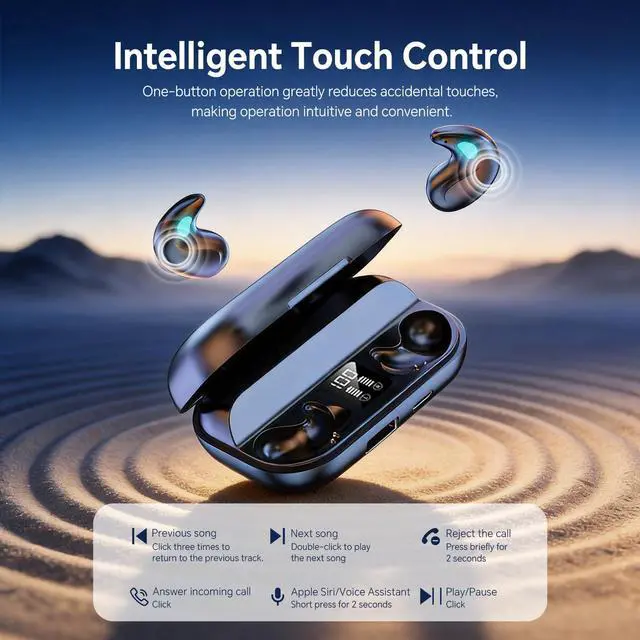 Alt view image 5 of 7 - Flat Invisible Sleep Wireless Earphone IPX5 Waterproof Thin Invisible Sleep Earbuds for Side Sleepers Sleep Ear Buds Smallest Tiny Small Mini Discreet Earbud for Sleeping Invisible Headphones