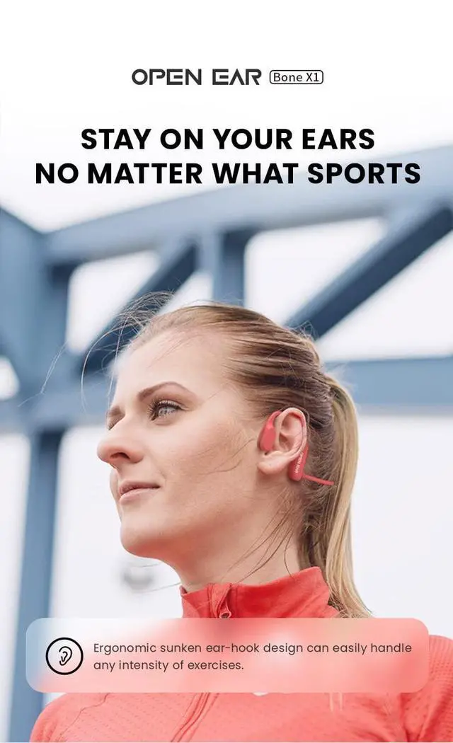 Alt view image 4 of 7 - Bone Conduction Headphones, Open Ear Wireless Headphones with Microphone, Bluetooth 5.3, 6 Hours of Use Time, IPX5 and Sweat Resistant Sports Headphones for Outdoor, Workout, Cycling (Black)